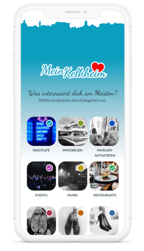 Bilder von Smartphones mit MeinKelkheim App geöffnet